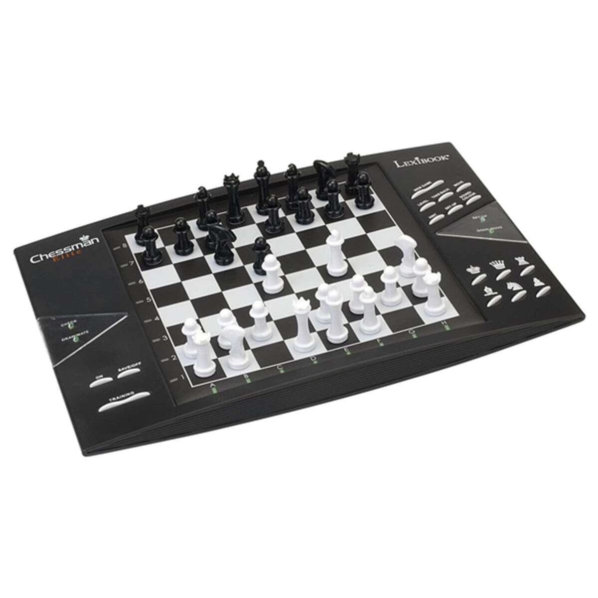 Lexibook, Chessman® Elite, Interactive Electronic Chess Game +, 64 Levels of Difficulty, LEDs, Family Child Board Game, Black/White, CG1300