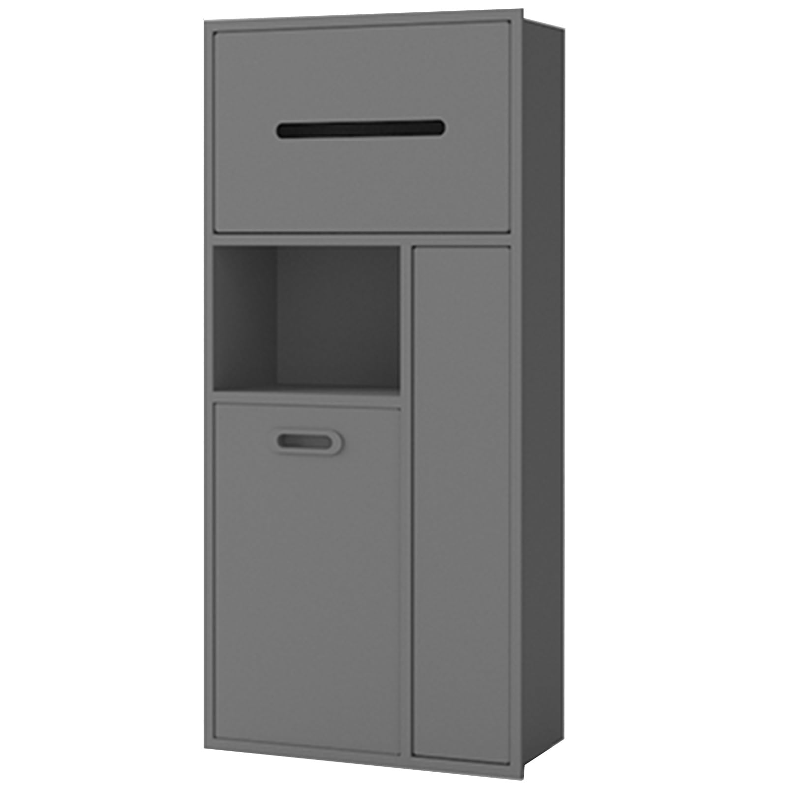 Stainless Steel Bathroomwallmounted Toilet Paper Holder & Trash Can Brush Builtin Storage For Bedroom Office Kitchen Black30X78X14Cm/11.81X30.7X5.51 Inches,Grau-30x65x14cm/11.81x25.59x5.51in