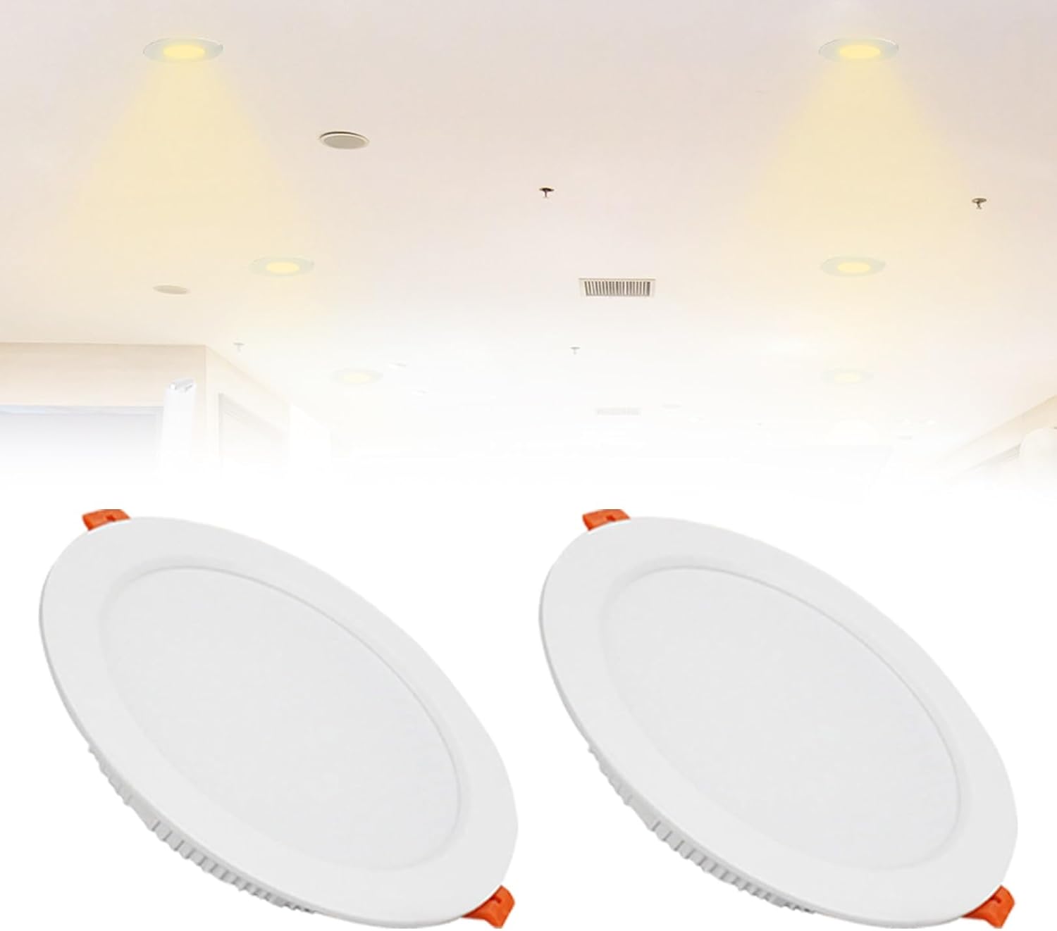 2pack Downlights for Ceiling, 3000K-6500K Selectable LED Ceiling Recessed Lights IP21 LED Ceiling Can Light for Hallway(Neutral White,24w)