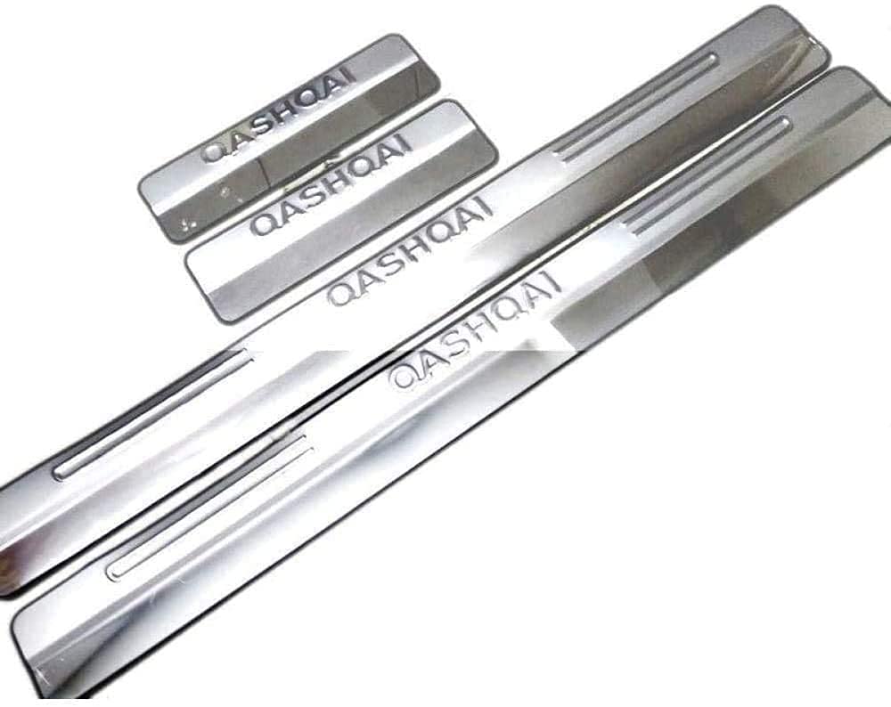 Foxbog 4PCS Stainless Steel Door Sill Protector for Ni-Ssan Qashqai J10 2010-2014, Car Door Guard Pedal Cover Non-Slip Anti-Scratch Protector Trim Stickers