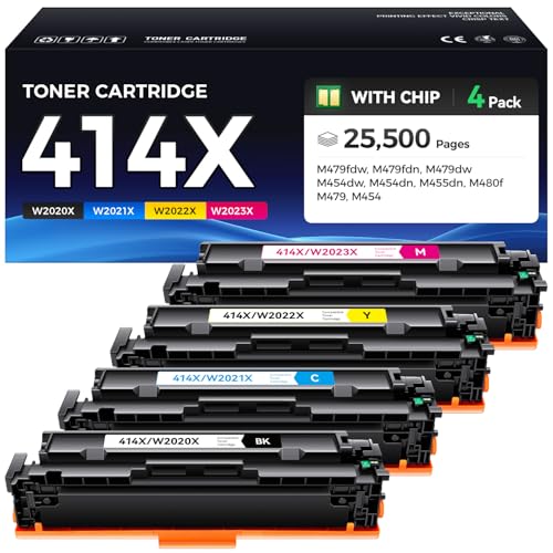 414X Toner Cartridge Set 4-Pack Printer Replacement for HP 414X W2020X W2021X W2022X W2023X Compatible for HP Color Laserjet Pro MFP M479fdw M479fnw M479dw M454dw M454dn M454nw Enterprise M480f M455dn