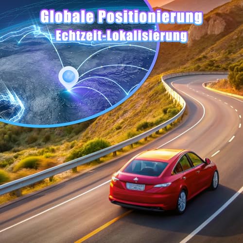 GPS Tracker für Auto Motorrad Fahrzeuge LKW Kompatibel mit iOS&Android, Magnet Ohne ABO Smart Finder für Senioren Kinder, Kfz Tracker Globaler, Keine monatliche Gebühr Abonnement Locator (Runden 2)