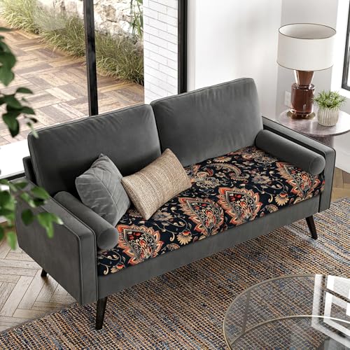 Image of YISUN Sofa Couch Cushion Covers, Stretch Printed Couch Seat Slipcover, Soft Couch Cover for Dogs, Washable Non-Slip Furniture Protector for Sectional Armchair Loveseat (Navy Blue, 2 piece)
