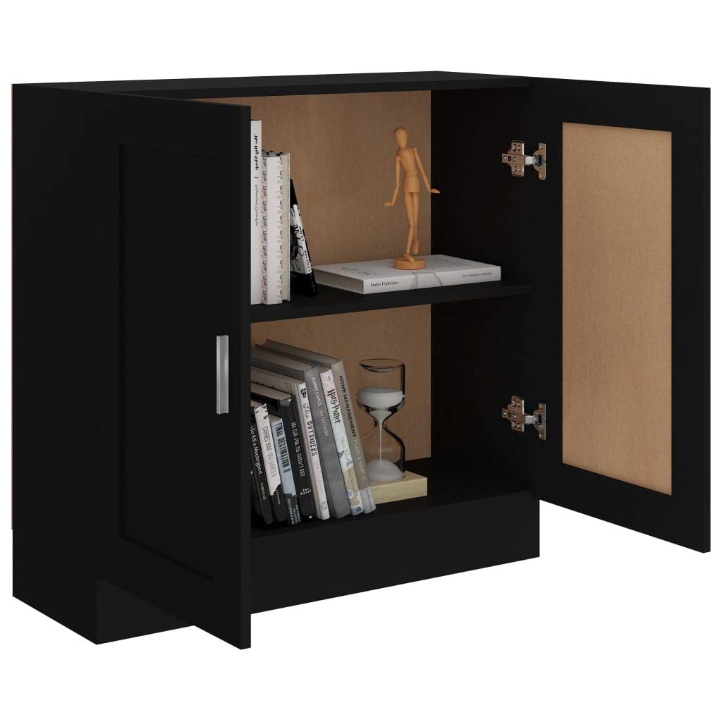 Estantería negra de 82,5 x 30,5 x 80 cm, pequeña estantería de madera MDF con 2 puertas, diseño elegante, resistente y duradero, ahorra espacio, para salón, dormitorio, pasillo