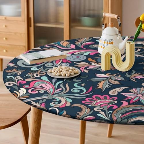 Nappe ronde bohème en polyester de qualité supérieure à imprimé vintage