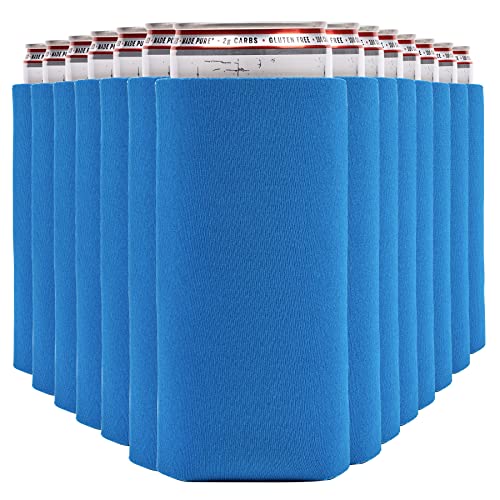Image of Slim Can Cooler Sleeves (30-Pack) Soft Slim Can Koolie for White Claw Seltzer & Slim Beer - HTV Sublimation Blanks for Vinyl Projects - Skinny Can Koolies Bulk - Tall Can Coolies for Slim Cans (Blue)