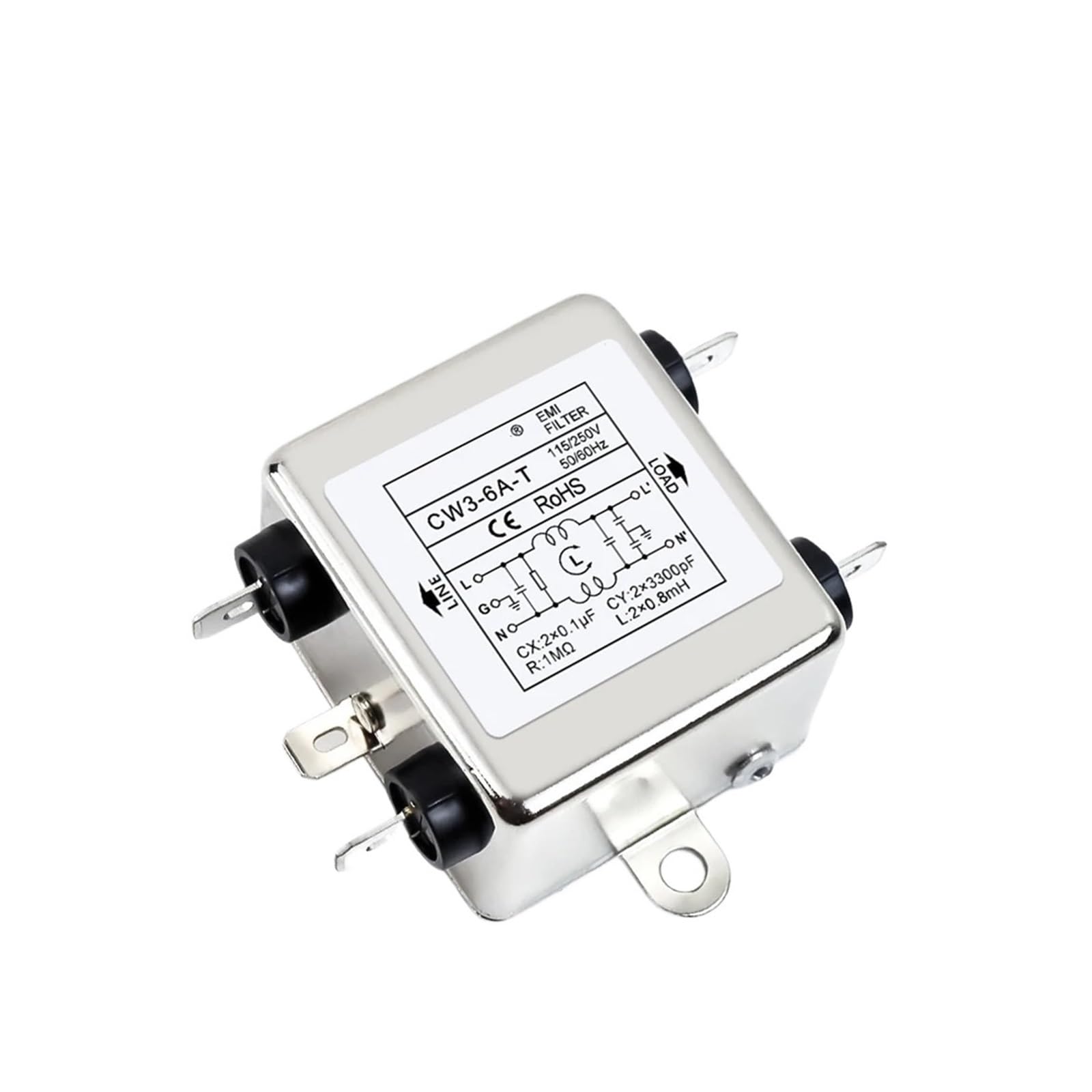 MBPAIHOP Power Filter CW3-3A 6A 10A 20A-T AC 220V Single Phase Interference Purification(20A)