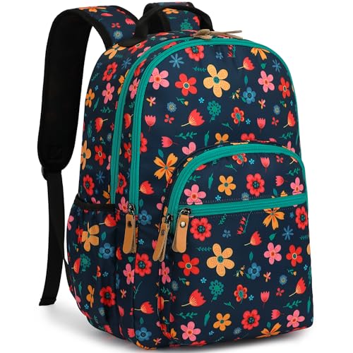 Image of Leaper Water-resistant Floral Backpack Travel Bag bags Satchel, Dark Blue-floral, Large, Traditional Backpacks