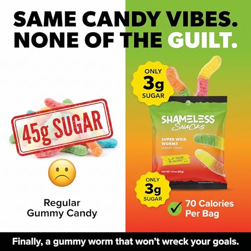 Shameless Snacks Gummy Super Wild Worms 1.8 oz Pack de 3 miniatura 2