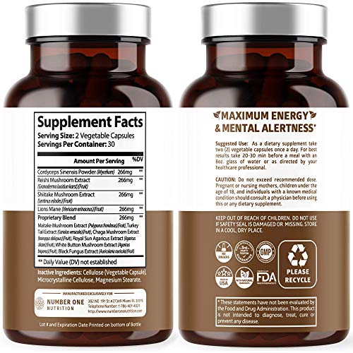 N1N Premium Elderberry Immune Support With Vitamin C & Zinc + Powerful Mushroom Complex With 10 Potent Mushrooms, All Natural Supplement To Boost Immunity, Brain Health And Energy Levels, 2-Pack #TOP2