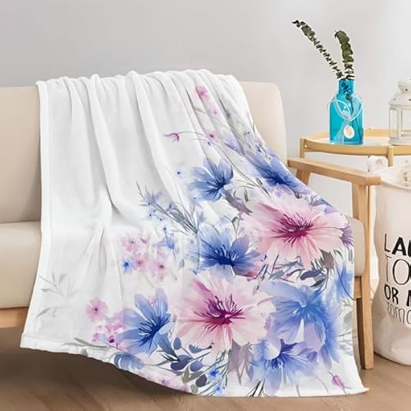 Koc miękki, flanelowy, pluszowy, polarowy, elegancki wzór kwiatowy, lekki, przytulny, pluszowy, różowy, fioletowy, do sypialni, salonu, na sofę, narzuta dzienna, 200 x 220 cm
