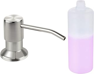 Soap Dispenser for Kitchen Sink, Brushed Nickel Built in Sink Soap Dispenser, Stainless Steel Kitchen Soap Pump Head with Bottle