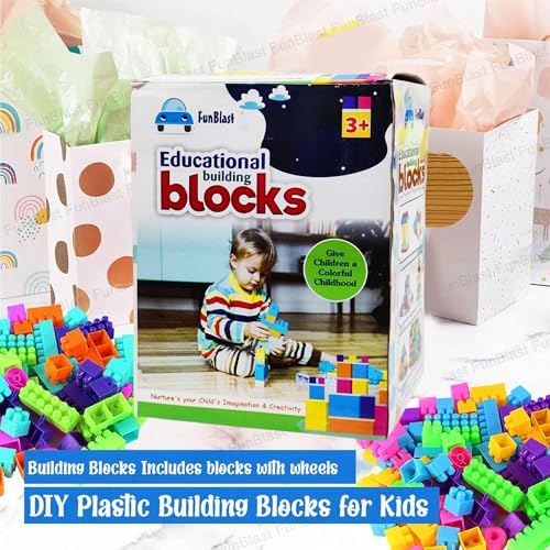 FunBlast DIY Plastic Building Blocks for Kids Puzzle Games for Kids, Toys for Children Educational & Learning Toy for Kids, Girls & Boys - (250+ Blocks with 38 Wheels) Multicolor (250 pieces) (Image - 4)
