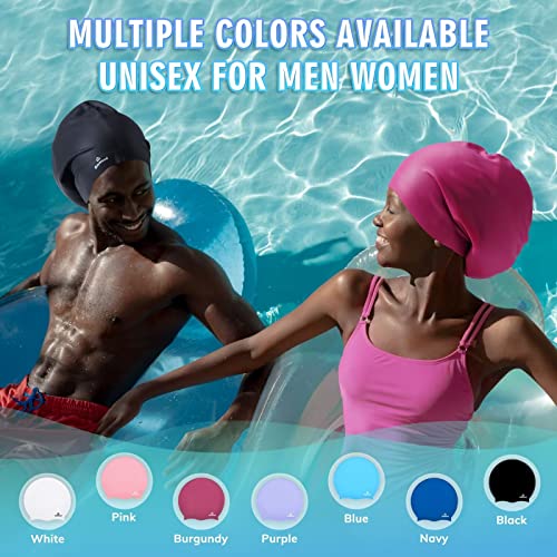 Swim Cap For Long Thick Hair, 3 Size Silicone Swimming Caps For Dreadlocks, Braids, Weaves, Extensions, Curls & Afros, Adult Waterproof Swim Hats Bathing Caps For Women Men (Black-Xl) #TOP6
