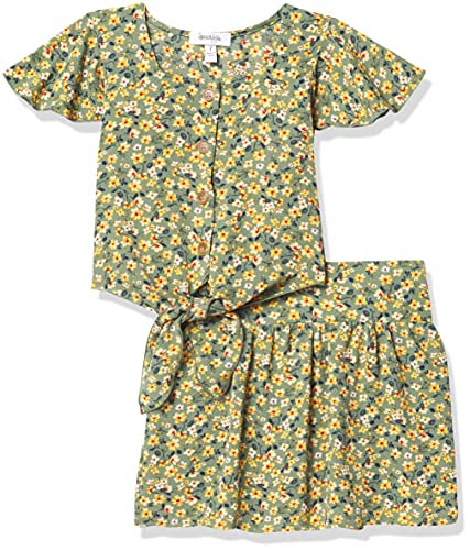 Image of Speechless Girls' Tie Front Top and Short Skirt Set