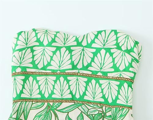 Printed Bandeau Dress Women's Elegant Back Gathered Bohemian Midi Dress4