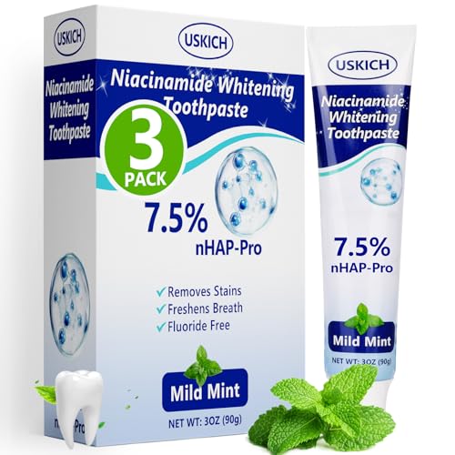 7.5% Nano-Hydroxyapatite Toothpaste,3 Pack Fresh Breath Whitening Toothpaste for Remineralizing...