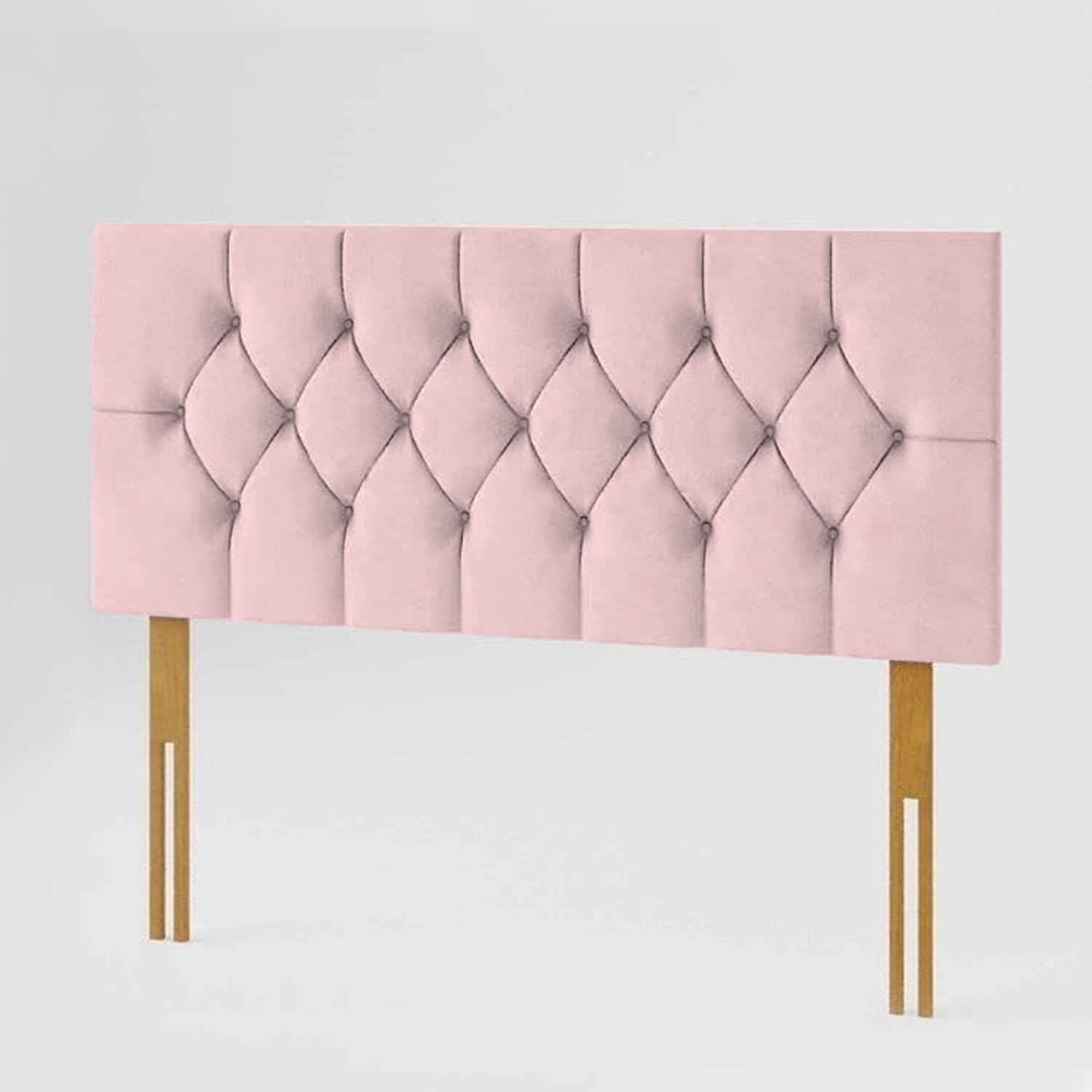 YORKSHIRE HOMEWARE Bed Headboard Portland Elegant Chesterfield Plush Velvet 20" Height Padded Lined Panelled Headboard for Divan Beds (Chesterfeild Headboard, Pink, 3ft Single)