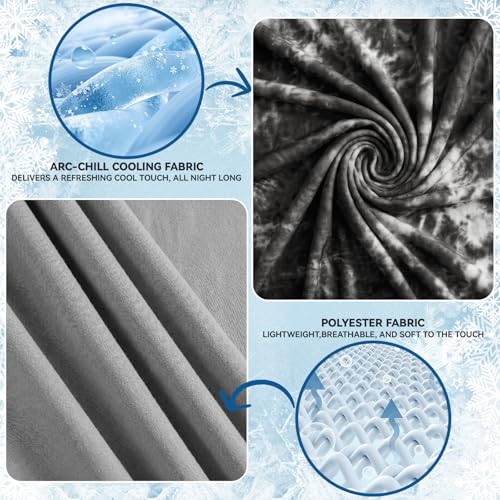 Image of Guohaoi Cooling Throw Blanket for Hot Sleepers, Full Size 60''x90'' Lightweight Breathable Summer Bed Blanket for Couch, Arc-Chill Q-Max >0.5 Cool Fiber,Lightweight Tie Dye Blanket Black
