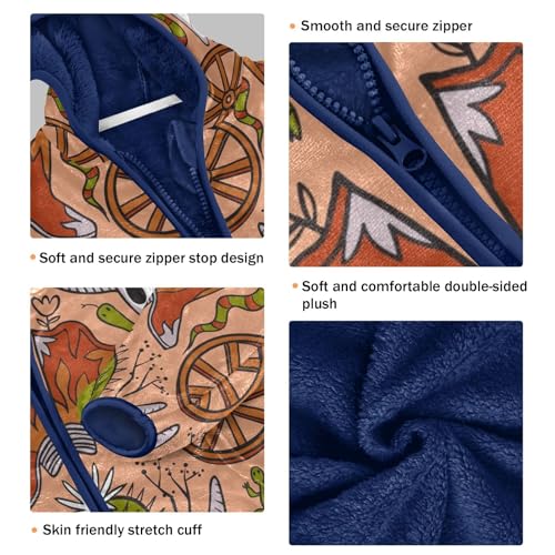 Wild West Pattern Girls Fleece Jacket Girls Fall Jacket Girls Zip Up Hoodie Girls Sherpa Jacket 2-10T3