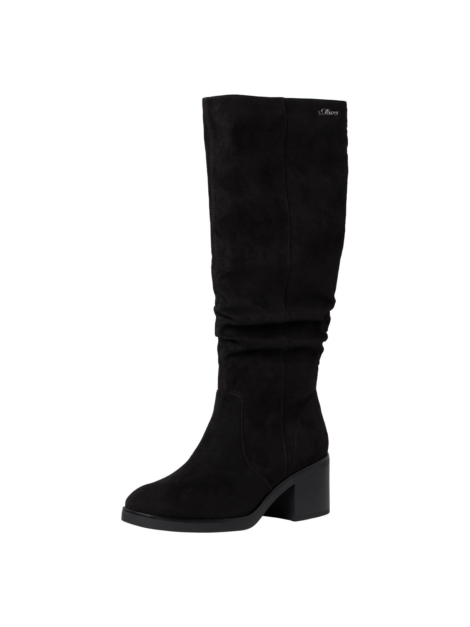 s.Oliver Womens High Heel Block Heel Zip Up Boots, black, 5 UK