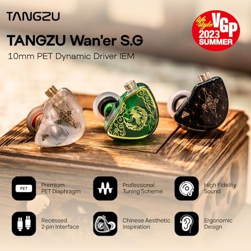 Image of Linsoul TANGZU Wan'er S.G HiFi 10mm Dynamic Driver PET Diaphragm in-Ear Earphone with Ergonomic Shape, Detachable Recessed 2Pin OFC Braided Cable for Audiophile Musician DJ Stage(White, with Mic)