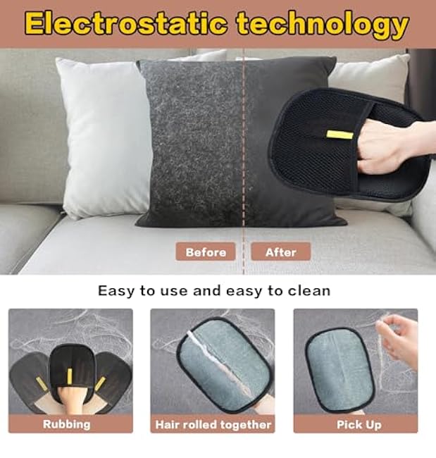 Pet Hair Remover Gloves, Reusable Electrostatic Cat Dog Pet Hair Removal Glove, Whashable Static Cat Grooming Gloves for Furniture, Carpet, Couch, Car Seat-xSm5jLoj