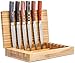 La Cote 6 Piece Steak Knives Set Japanese Stainless Steel Pakka Wood Handle In Bamboo Storage Box (6 PC Steak Knife Set - Multi)