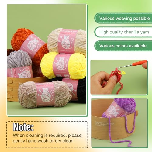 Image of LUNARM Chenille Yarn for Crochet Knitting Chunky Blanket Velvet Yarn | 3 Pack 3.5oz /100g 486 Yard Purple Chenille Yarn for Beginners Knitting Scarves with Big Eye Needles Machine Washable