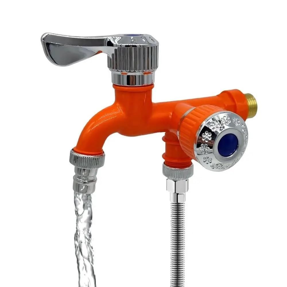 KELUMIE Multifunctional Dual Water Tap Faucet with 2 Valves for Flushing - Connects to Automatic Washing Machines, Bathroom, and Outdoor Hoses - Cold Tap, Multicolor, 1 Pc-picture-16