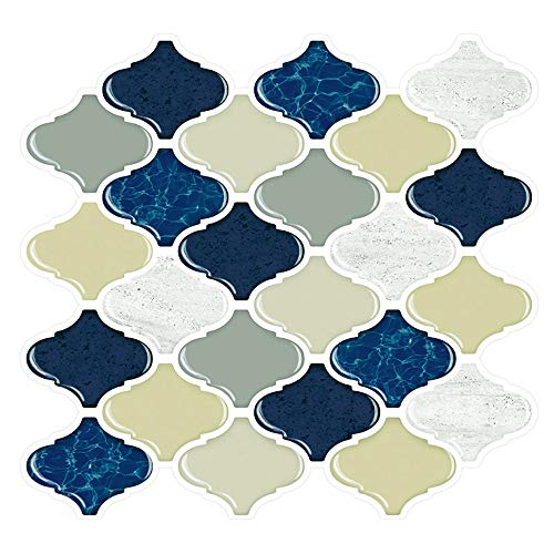 Cocotik Peel and Stick Wall Tile, Self-Adhesive Kitchen Backsplash, 10.5"x10", 6 Sheets (Blue)