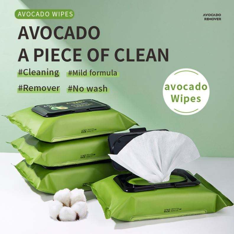 Image of Deep Cleansing Face Wipes, 60 Pcs, Avocado, Men & Women