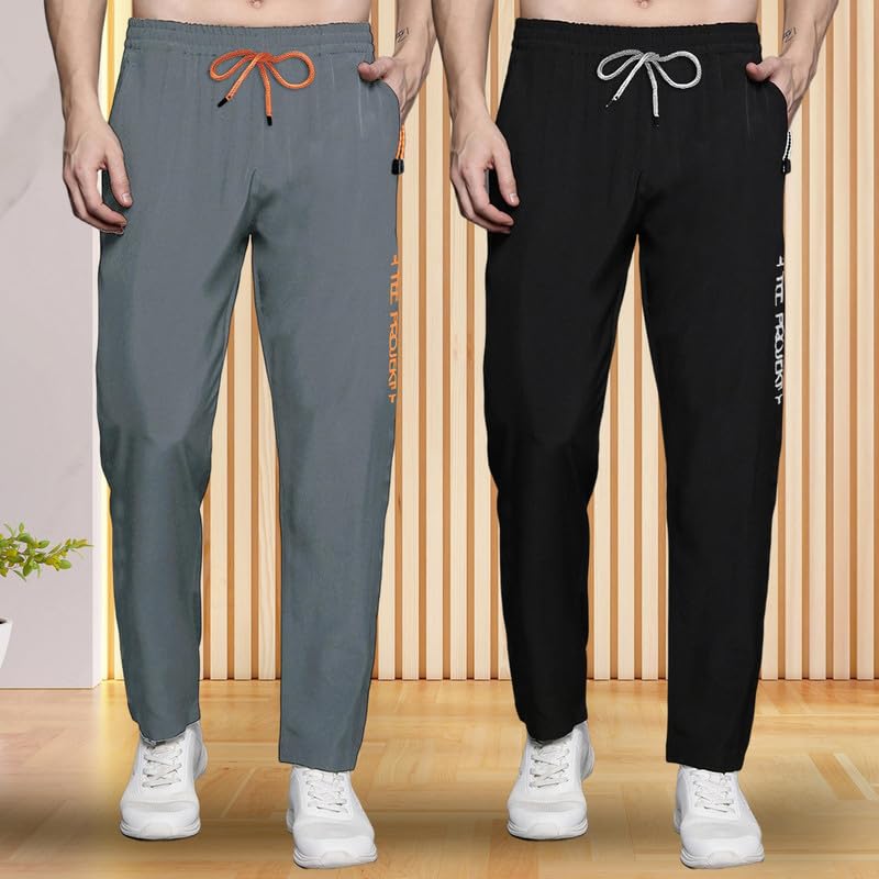 Image of Pinkmint Track Pant for Men ll Soild Track Pant ll Stretchable Regular Fit ll Yoga Wear ll Active wear (Pack of 2)