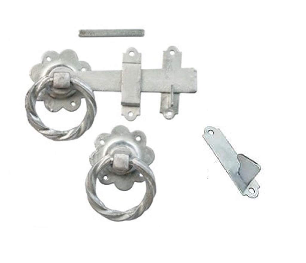 Golden Grace Twisted Gate Latch Set - Galvanised Silver - 21.4cm