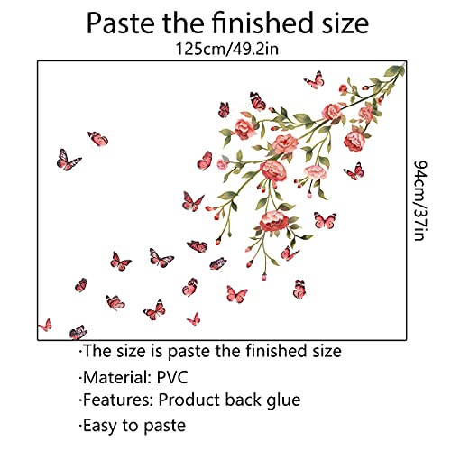 Vinilo Decorativo Floral Peonía y Mariposa Rosa Rosa 49x37 in miniatura 7