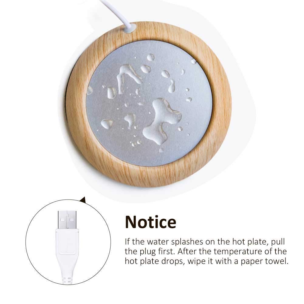 USB Isolation Coasters Creative Grain Tasse Chaleur Boisson Tasse Mat Réchauffeur Bureau Thé Lait Café Feutre Chauffe Pad Coaster(Grain en Bois Lumineux)