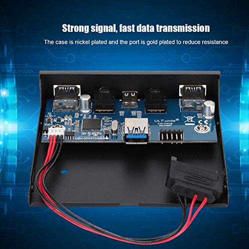 Panneau Avant USB 3.1 Et Type-C Pour Baie PC 3.5" - 2x USB 3.0, Audio, Micro | Vitesse 5Gbps, Support Métal, Installation Facile