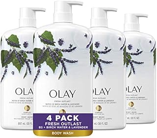 Olay Fresh Outlast Body Wash, Birch Water & Lavender, 30 fl oz, (Pack of 4)