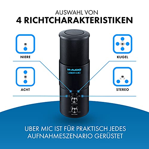 M-Audio Uber Mic - USB Kondensator Mikrofon für Gaming, Streaming, Podcast, Studioaufnahmen, mit 4 Richtcharakteristiken… – Bild 3