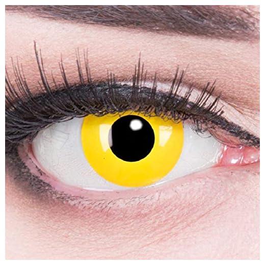 Lentilles couleur jaune - yellow. Pour Halloween, Fantaisie, Carnaval + étuis à lentilles de contact I 1 paire (2 pièces) I sans correction I 0,00 Dioptries MERALENS