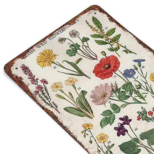 Yoriga Funny Wild Flowers Chart Botanical Vintage Tin Signs Christmas Halloween Metal Sign Plaque Tin Sign Wall Art Poster Decoration For Garage Outdoor Man Cave Pub Bar 8X12 Inches #TOP6