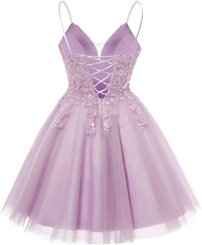 Tulle Homecoming Dresses for Teens Sparkly Lace Sequin Short Prom Dress Sweet 16 DAMA Quinceanera Dress HOCO Dress - Image 4