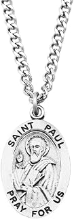 Rosemarie Collections Religious Saint Medal Pendant On Claspless Stainless Steel Curb Chain Necklace With Biography And Picture Folder, 24"