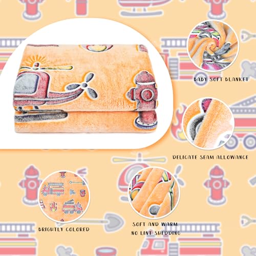 Gdindff Glow in The Dark Blanket Toy Fire Trucks Blankets for Toddler Boys Gifts Cars Throw Blanket Firetruck Birthday Gifts for Kids