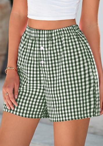 Image of PRETTYGARDEN Womens Summer Gingham Boxer Shorts