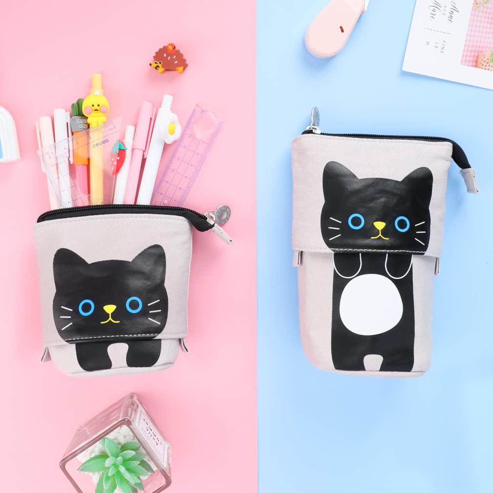 Chat Noir Rose Trousse Élève Scolaire Sac À Crayons Poche Crayon