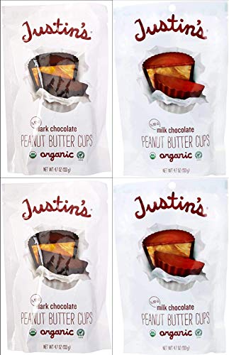 Justin's Nut Butter Mini Peanut Butter Cups,Variety 2 Milk Chocolate and 2 Dark Chocolate 4.7 Ounce  - //coolthings.us