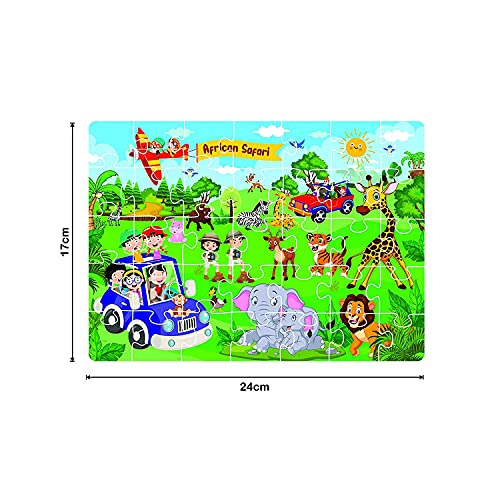 Image of Safari World Jigsaw Puzzle for Kids, 4 in 1, 140 Pieces