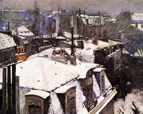Peinture à l'huile Toits sous la neige pour sublimer votre salon