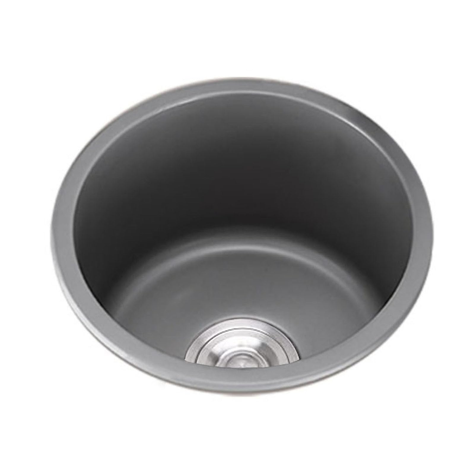 Pxamortel One Color Round Kitchen Sink 304 Ss Sink Grey 28-45Cm Drainer Overflow For Campervan,Bar,Caravan Undermount Topmount